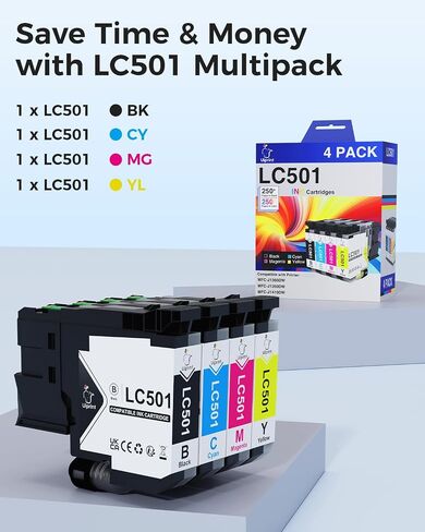 LC501 Ink Cartridges for Brother Printer MFC-J1360DW MFC-J1410DW in Kuwait