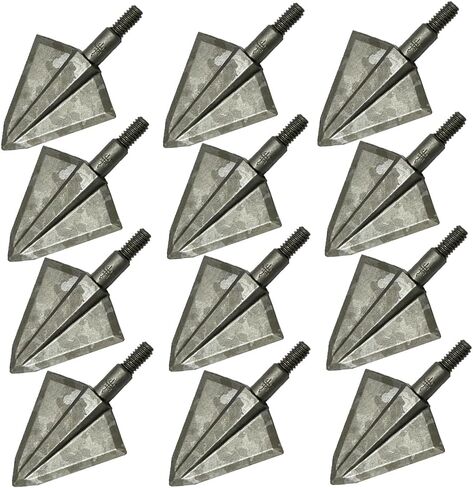 Hunting 150 Grain Broadheads with 2 Self-Sharpening Fixed Blades (Stay Sharper Longer) – Stainless Steel Arrowheads for Crossbow, Compound Bow & Recurve Bow (12pcs) in Saudi Arabia