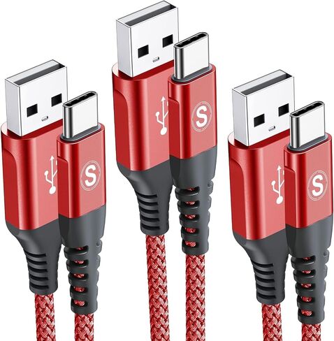 sweguard USB Type C Charger Cable [3-Pack,10ft+6.6ft+3.3ft] iPhone 15 Charger Nylon Braided Cord for iPhone 15 Pro Max Samsung Galaxy S23 S22 S21 S20 S10 S9 Note 20 10 Flip A53 A54 Pixel LG Moto PS5 in Kuwait