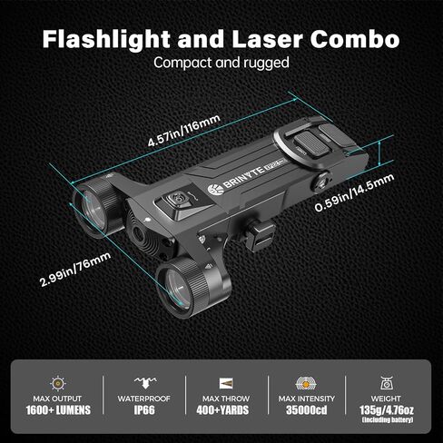 Brinyte XP22 MK3 Dual-Head Tactical Flashlight, with Green Laser, Black in Kuwait