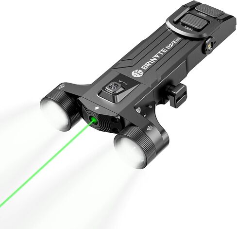 Brinyte XP22 MK3 Dual-Head Tactical Flashlight, with Green Laser, Black in Kuwait