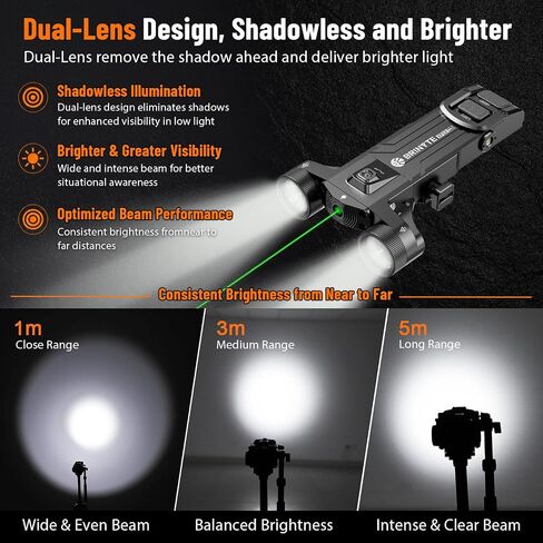 Brinyte XP22 MK3 Dual-Head Tactical Flashlight, with Green Laser, Black in Kuwait