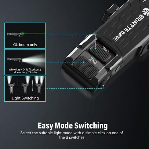 Brinyte XP22 MK3 Dual-Head Tactical Flashlight, with Green Laser, Black in Kuwait