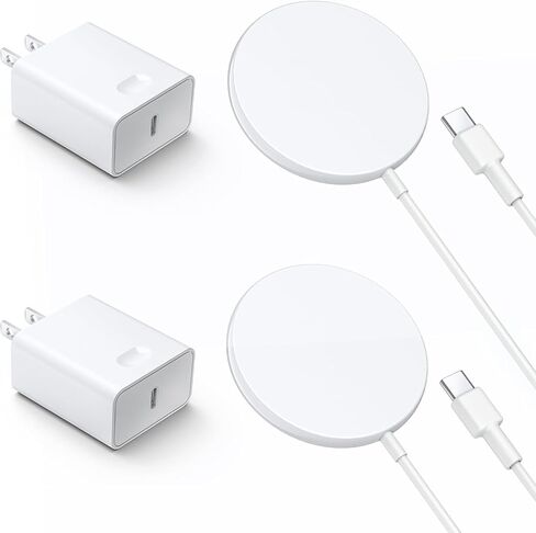Magnetic Wireless Charger for iPhone 17 16 Wireless Charger with 20W PD USB C Charger, 2 Pack Compatible with Magsafe Charger for iPhone 17/17 Pro/17 Pro max/16/16 Pro/16 Pro max/AirPods3 in Kuwait