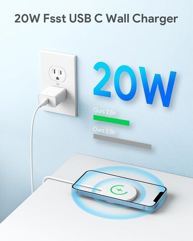 Magnetic Wireless Charger for iPhone 17 16 Wireless Charger with 20W PD USB C Charger, 2 Pack Compatible with Magsafe Charger for iPhone 17/17 Pro/17 Pro max/16/16 Pro/16 Pro max/AirPods3 in Kuwait
