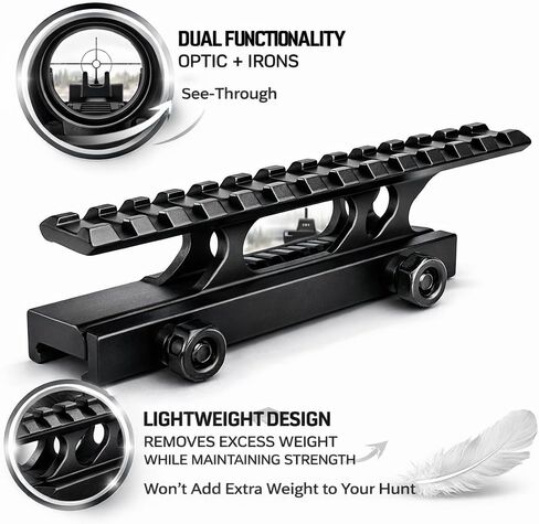 360 Tactical 1 inch High Profile Short Riser Mount Matte Black Picatinny 13 Slot for Scopes and Optics Lockdown Series Lightweight Riser Mount | High Profile 5.5 inch L / 13 Slot (High Profile Rail 2) in Kuwait