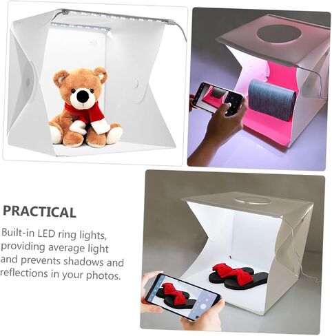 Portable Photo Light Box Tent 40cm with LED Dual Light Bars and Two Color Backdrops, Folding Small Photo Studio for Product Photography and Jewelry Shooting in Kuwait