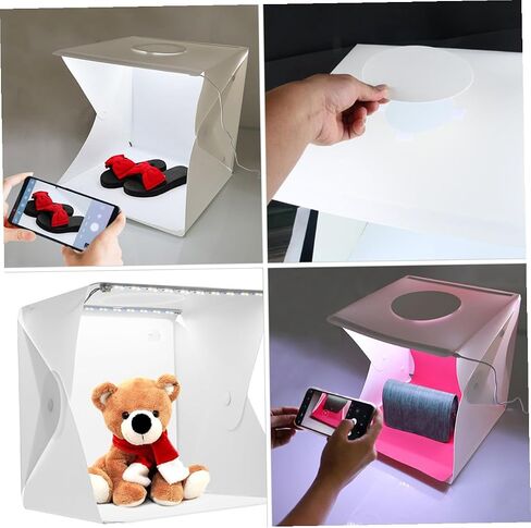 Portable Photo Light Box Tent 40cm with LED Dual Light Bars and Two Color Backdrops, Folding Small Photo Studio for Product Photography and Jewelry Shooting in Kuwait