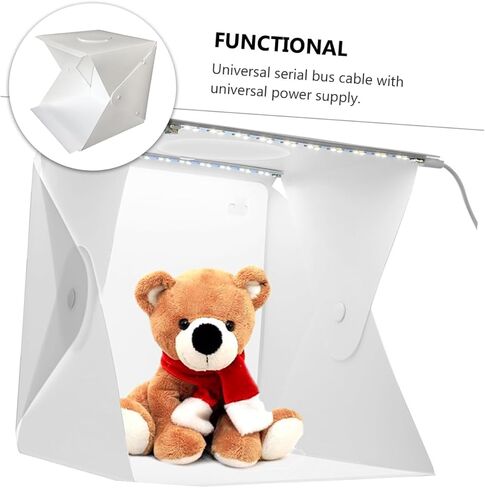 Portable Photo Light Box Tent 40cm with LED Dual Light Bars and Two Color Backdrops, Folding Small Photo Studio for Product Photography and Jewelry Shooting in Kuwait