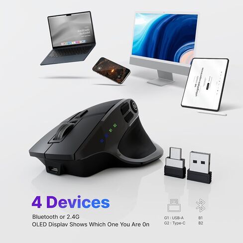 Wireless Mouse, Bluetooth & 2.4GHz Ergonomic Silent Mouse in Kuwait