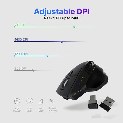 Wireless Mouse, Bluetooth & 2.4GHz Ergonomic Silent Mouse in Kuwait