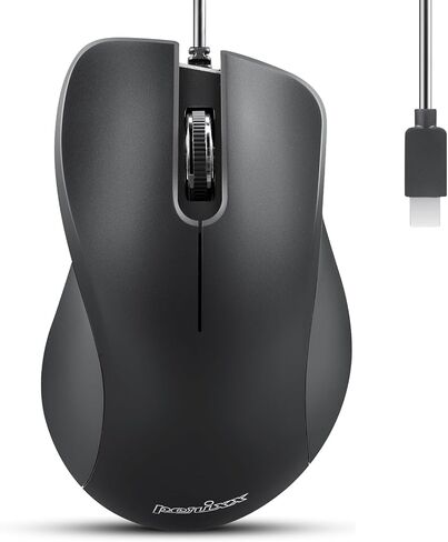Perixx PERIMICE-221C USB Type C Wired Ergonomic Mouse - 4.9 Ft Cable - Optical 1200 DPI Design - Black…… in Kuwait