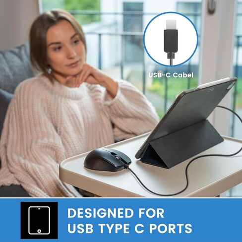 Perixx PERIMICE-221C USB Type C Wired Ergonomic Mouse - 4.9 Ft Cable - Optical 1200 DPI Design - Black…… in Kuwait