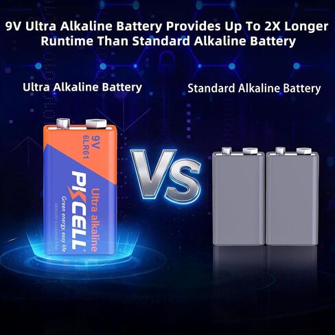 PKCELL 5-Count 9V Batteries, Ultra Alkaline 9 Volt Battery for Smoke Alarms in Kuwait