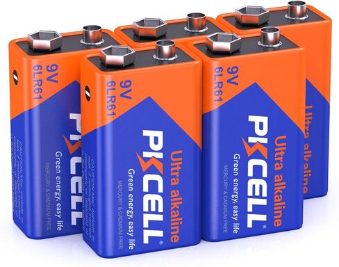 PKCELL 5-Count 9V Batteries, Ultra Alkaline 9 Volt Battery for Smoke Alarms in Kuwait