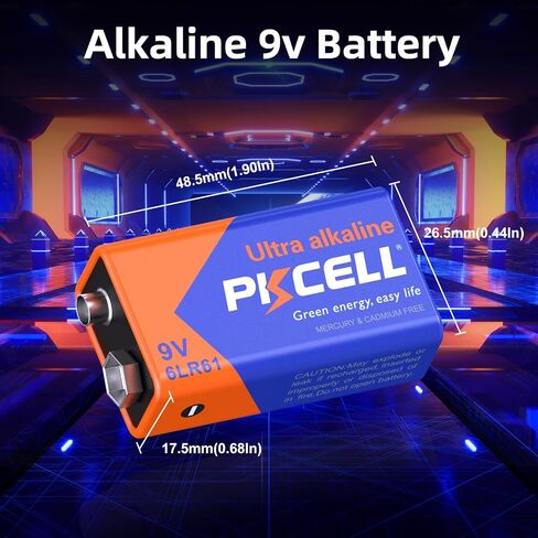 PKCELL 5-Count 9V Batteries, Ultra Alkaline 9 Volt Battery for Smoke Alarms in Kuwait