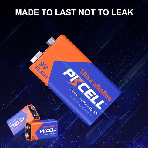 PKCELL 5-Count 9V Batteries, Ultra Alkaline 9 Volt Battery for Smoke Alarms in Kuwait