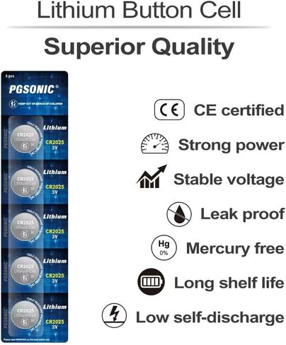 PGSONIC CR2025 3V Lithium Battery (5pcs) in Kuwait