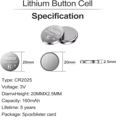 PGSONIC CR2025 3V Lithium Battery (5pcs) in Kuwait