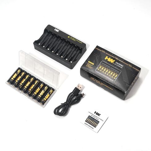 HW Rechargeable AA Batteries with AA/AAA Charger, 1.5V, 8-Pack 3500mWh in Kuwait
