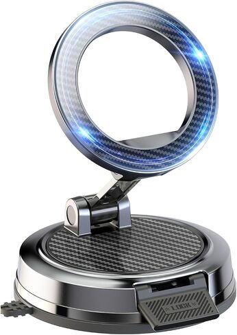 Strong Magnetic Phone Holder for Car & Desk, Compatible with MagSafe, Secure Lock, Universal 360° Rota-Table Car Phone Mount for Dashboard, Glass, Table, Carbon Fiber in Kuwait