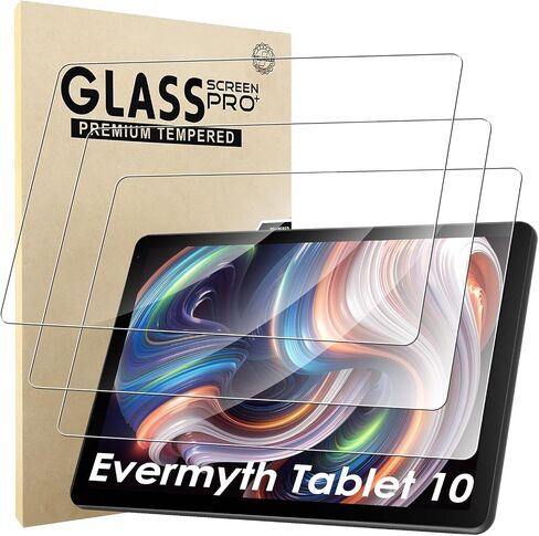 3 Pack Screen Protector Compatible with Evermyth Tablet 10 Inch, Tempered Glass 9H Hardness HD Clear Anti-Scratch in Kuwait