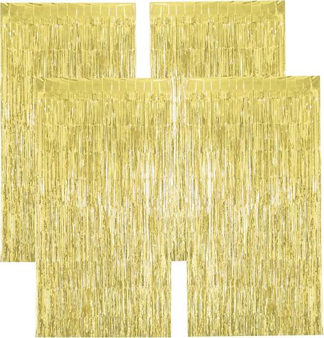 4 Pack Rose Gold Foil Fringe Curtains Tinsel Backdrop Party Decorations Streamers for Birthday Bachelorette Baby Shower Decor 3.3 x 6.6ft in Kuwait