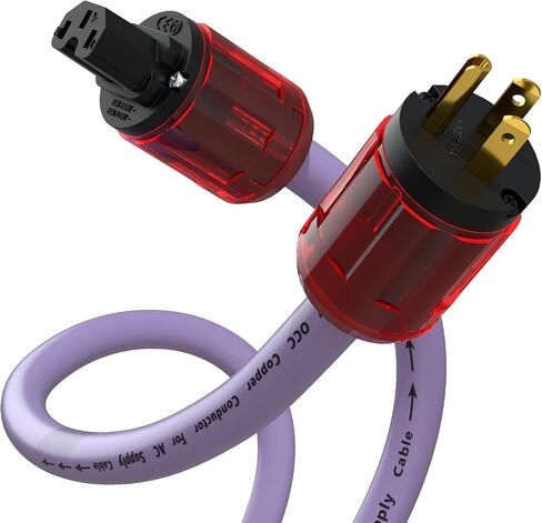 Preffair Premium 5N OCC Hi-Fi Power Cord | 2.5mm² Pure Single Crystal Copper AC Cable with 24K Gold Plated Connectors | Enhance Dynamics & Detail for Amps, DACs & Mixers (US to C15 Female, 6.6ft) in Kuwait
