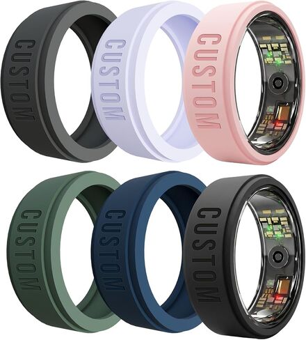 1PC Custom Smart Ring Cover for Ora Ring Gen3 & Smsng Galaxy Band - Soft Silicone Protector Case, Anti-Scratch (6 Colors, 2 Sizes) (Dark Blue, Medium (Ring 10-13)) in Kuwait