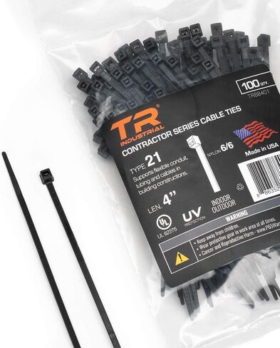 TR Industrial Contractor Series UV Cable Ties (100-Piece), 7.6", Type 21S, Made in USA in Kuwait