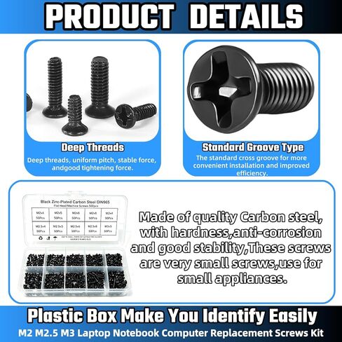 500pcs Laptop Computer Screw Kit,M2 M2.5 M3 PC Flat Head Phillips Screw Replacement Part Electronic Repair Accessories,10 Sizes Laptop Notebook Computer Replacement Screws for Many Types of Computers in Kuwait