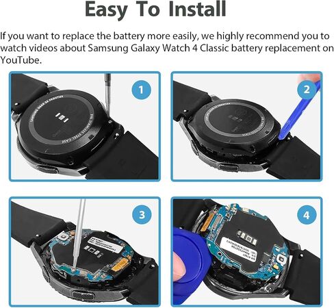 EB-BR890ABY Battery 450mAh, High Capacity Replacement Battery Compatible with Samsung Galaxy Watch 4 Classic SM-R890 SM-R895 (46mm)/Galaxy Watch 4 SM-R870 SM-R875 SM-R875U (44mm) with Repair Tool Kit in Kuwait