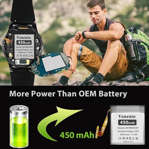 EB-BR890ABY Battery 450mAh, High Capacity Replacement Battery Compatible with Samsung Galaxy Watch 4 Classic SM-R890 SM-R895 (46mm)/Galaxy Watch 4 SM-R870 SM-R875 SM-R875U (44mm) with Repair Tool Kit in Kuwait