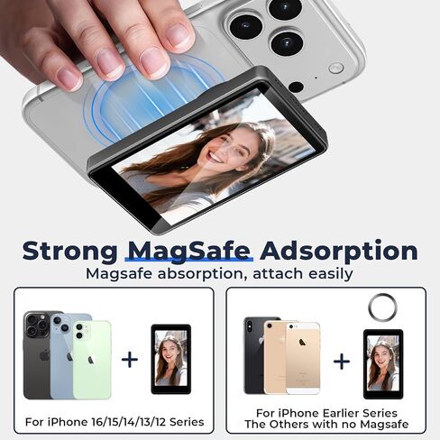 Selfie Monitor Screen iPhone, Magnetic Back Camera Monitor iPhone & Android in Kuwait