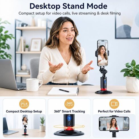 71" Auto Face Tracking Phone Tripod with Dual Lights and Dual Wireless Mics in Kuwait