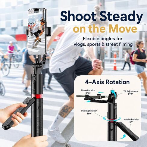 71" Auto Face Tracking Phone Tripod with Dual Lights and Dual Wireless Mics in Kuwait