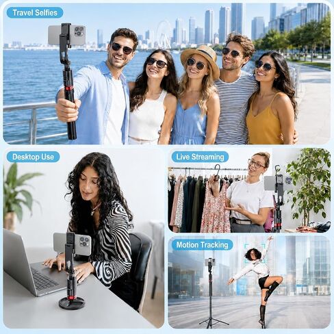 71" Auto Face Tracking Phone Tripod with Dual Lights and Dual Wireless Mics in Kuwait
