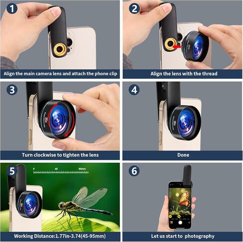 35X Professional Upgraded Macro Lens for Smartphones,with Universal Clip，Long Shooting Distance of 45-95mm, Macro Photography of Flowers,Insect and Jewelry,Compatible with iPhone and Android Phones in Kuwait