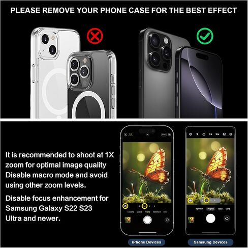 35X Professional Upgraded Macro Lens for Smartphones,with Universal Clip，Long Shooting Distance of 45-95mm, Macro Photography of Flowers,Insect and Jewelry,Compatible with iPhone and Android Phones in Kuwait