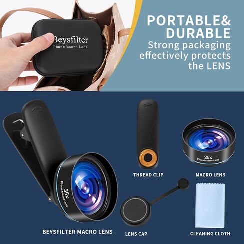 35X Professional Upgraded Macro Lens for Smartphones,with Universal Clip，Long Shooting Distance of 45-95mm, Macro Photography of Flowers,Insect and Jewelry,Compatible with iPhone and Android Phones in Kuwait