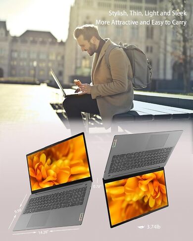 Lenovo Ideapad 3i 15.6" Full HD (1920 x 1080) Touch Laptop, Intel Quad Processor, 20GB RAM & 512GB SSD Storage, Intel Iris X Graphics, Bluetooth, Backlit Keyboard, Finger Reader, Win11, Arctic Grey in Kuwait