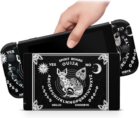 ZOOMHITSKINS Skin Compatible with Switch, Ouija Fox Occult Black White Design, Durable 3M Vinyl Decal Wrap, Precision Fit, Bubble-Free, Made in USA in Saudi Arabia