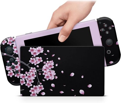 ZOOMHITSKINS Matte Skin Compatible with Switch, Cherry Blossom Sakura Pastel Anime Design, Durable 3M Vinyl Decal Wrap, Precision Fit, Bubble-Free, Made in USA in Saudi Arabia