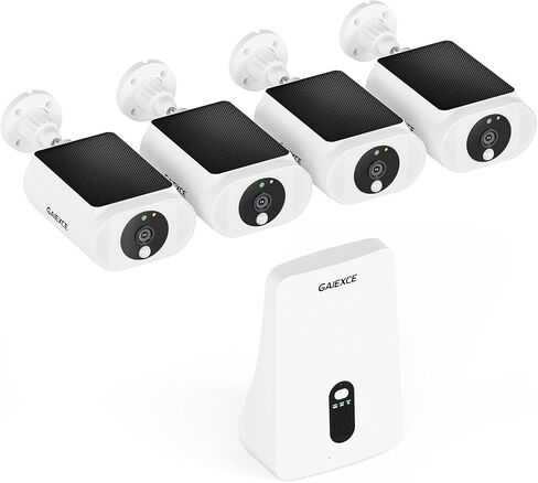 2K 4MP Solar Security Cameras Wireless Outdoor 4 Cam Kit Expadable to 10H, No Subscription Cameras, 64G Local Storage, 2.4G &5G WiFi, Waterproof, Color Night Vision Two-Way Audio, Cloud/SD Storage in Kuwait