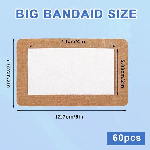 30 Pcs Extra Large Bandaids 5 X 3, Flexible Long Bandaids, Sterile Fabric Bandage, Large Bandages for Wounds, Large Adhesive Bandages with Non Stick Pad in Kuwait