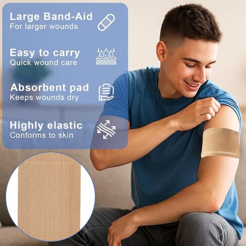 30 Pcs Extra Large Bandaids 5 X 3, Flexible Long Bandaids, Sterile Fabric Bandage, Large Bandages for Wounds, Large Adhesive Bandages with Non Stick Pad in Kuwait