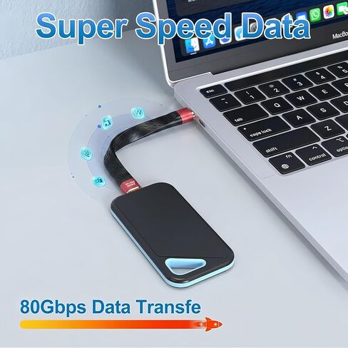 2Pack USB 4.0 USB C Short Cable (80Gbps/8K/240W/5inch), Short Usbc to Usbc Cable Compatible with Thunderbolt 5/4/3,IPhone17/16/15,MacBook, External SSD in Kuwait