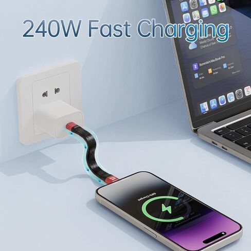 2Pack USB 4.0 USB C Short Cable (80Gbps/8K/240W/5inch), Short Usbc to Usbc Cable Compatible with Thunderbolt 5/4/3,IPhone17/16/15,MacBook, External SSD in Kuwait