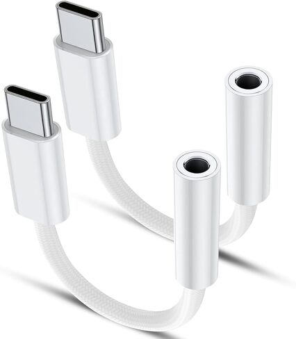 QimKero USB Type C to 3.5mm Female Headphone Jack Adapter, 2 Pack | Stable Connection Without Noise, USB C to Aux Audio Dongle Cable Compatible with iPhone 17 16 15 Pro/Pro Max, Samsung S23-S21 Ultra in Kuwait