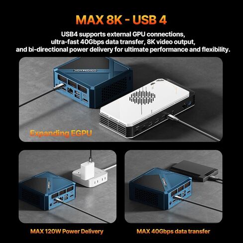 N2 Pro 8K USB4 Mini PC Ryzen 7 6800H, Radeon 680M Graphics, 32GB DDR5 RAM 512GB NVMe SSD Mini Computers, 2.5G LAN, Wi-Fi 6E/BT 5.2(AX210), HDMI/USB-C/4K Quad Display, Office/Home/Business in Kuwait